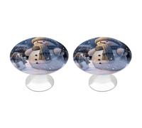 NWTRJ Kitchen Cabinet Knobs 2 Pack, Modern Style Drawer Dresser Knob Pulls Winter Snowman Round Drawer Knobs for Home Office Kitchen