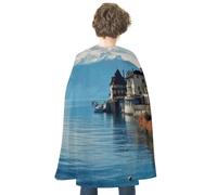 NWTRJ Lake Geneva Switzerland Halloween Cape Reversible Red Vampire Cloak Lightweight Christmas Halloween Cosplay Costume For Men And Women