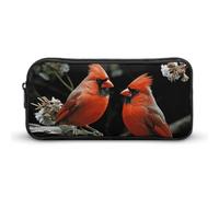 NWTRJ Large Capacity Pencil Case Cardinals Birds Fauna Wild Pen Pouch Cute Zipper Comsmetic Makeup Bag Storage Bag for Women Men