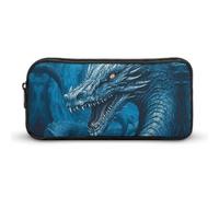 NWTRJ Large Capacity Pencil Case Dragon Cool Blue Pen Pouch Cute Zipper Comsmetic Makeup Bag Storage Bag for Women Men