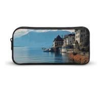 NWTRJ Large Capacity Pencil Case Lake Geneva Switzerland Pen Pouch Cute Zipper Comsmetic Makeup Bag Storage Bag for Women Men