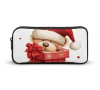NWTRJ Large Capacity Pencil Case Santa Hat Gift And Merry Christmas Pen Pouch Cute Zipper Comsmetic Makeup Bag Storage Bag for Women Men