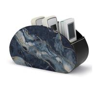 NWTRJ Marble Navy Blue Mixed Remote Control Holders Pu Leather TV Remote Holder with 5 Compartments Desktop Storage Organizers Remote Caddy Box for TV Remotes/Media Controllers/Office Supplies