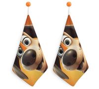 NWTRJ Microfiber Hand Towels Absorbent Soft Decorative Bathroom Towel Lightweight Breathable Big Eyed Puppy Kitchen Dish Towels for Hotel Spa Gym Home Decorations 2PCS