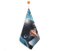 NWTRJ Microfiber Hand Towels Absorbent Soft Decorative Bathroom Towel Lightweight Breathable Big Eyed Penguin Kitchen Dish Towels for Hotel Spa Gym Home Decorations 1PCS