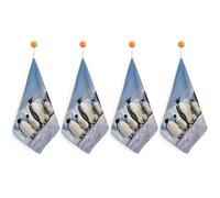 NWTRJ Microfiber Hand Towels Absorbent Soft Decorative Bathroom Towel Lightweight Breathable Cute Penguins Kitchen Dish Towels for Hotel Spa Gym Home Decorations 4PCS