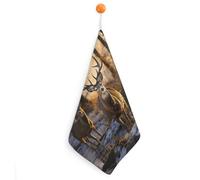 NWTRJ Microfiber Hand Towels Absorbent Soft Decorative Bathroom Towel Lightweight Breathable Deers Picture Kitchen Dish Towels for Hotel Spa Gym Home Decorations 1PCS