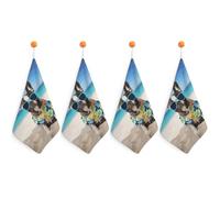 NWTRJ Microfiber Hand Towels Absorbent Soft Decorative Bathroom Towel Lightweight Breathable French Bulldog Summer Kitchen Dish Towels for Hotel Spa Gym Home Decorations 4PCS