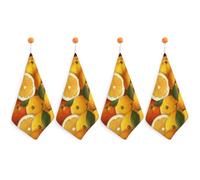 NWTRJ Microfiber Hand Towels Absorbent Soft Decorative Bathroom Towel Lightweight Breathable Oranges and Lemons Kitchen Dish Towels for Hotel Spa Gym Home Decorations 4PCS
