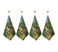 NWTRJ Microfiber Hand Towels Absorbent Soft Decorative Bathroom Towel Lightweight Breathable Peace Frog Tree Kitchen Dish Towels for Hotel Spa Gym Home Decorations 4PCS