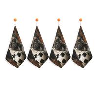 NWTRJ Microfiber Hand Towels Absorbent Soft Decorative Bathroom Towel Lightweight Breathable Pug Dogs with Soccer Ball Football Kitchen Dish Towels for Hotel Spa Gym Home Decorations 4PCS