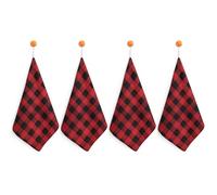 NWTRJ Microfiber Hand Towels Absorbent Soft Decorative Bathroom Towel Lightweight Breathable Red Black Buffalo Check Plaid Pattern Kitchen Dish Towels for Hotel Spa Gym Home Decorations 4PCS