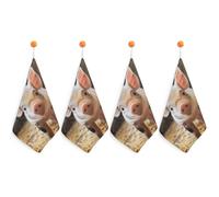 NWTRJ Microfiber Hand Towels Absorbent Soft Decorative Bathroom Towel Lightweight Breathable Smiling Kitchen Dish Towels for Hotel Spa Gym Home Decorations 4PCS