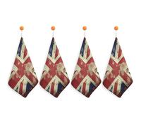 NWTRJ Microfiber Hand Towels Absorbent Soft Decorative Bathroom Towel Lightweight Breathable Vintage Union Jack British Flag Kitchen Dish Towels for Hotel Spa Gym Home Decorations 4PCS