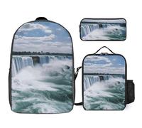 NWTRJ Niagara Falls 3 Piece Backpack Set with Lunch Bag And Pencil Case Travel Laptop Bags Lightweight Causal Daypack for Women Men