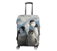 NWTRJ Penguin Parents And Chicks Antarctica Large Travel Luggage Cover Elastic Washable Suitcase Cover Dustproof Anti-Scratch Suitcase Protector Fits 19-32 Inch Luggage, Style, L