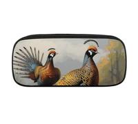 NWTRJ Pheasants Animals Pencil Case Waterproof Leather Pencil Bag Large Capacity Pen Pounch Cosmetic Makeup Bag for Women Men