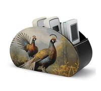 NWTRJ Pheasants Animals Remote Control Holders Pu Leather TV Remote Holder with 5 Compartments Desktop Storage Organizers Remote Caddy Box for TV Remotes/Media Controllers/Office Supplies