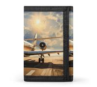 NWTRJ Private Plane Wallet for Women Men Trifold Wallets with Keychain Holder Zipper Coin Purse RFID Credit Card Holder Cute Cash Purse