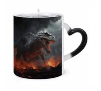 NWTRJ Red Magma Flying Dragons Coffee Mug 11oz Funny Ceramic Mug Heat Sensitive Coffee Mugs Color Changing Coffee Cup Tea Cup for Home Office Travel