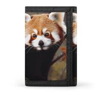 NWTRJ Red Panda Wallet for Women Men Trifold Wallets with Keychain Holder Zipper Coin Purse RFID Credit Card Holder Cute Cash Purse