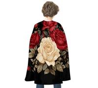 NWTRJ Red Roses And White Roses Halloween Cape Reversible Red Vampire Cloak Lightweight Christmas Halloween Cosplay Costume For Men And Women