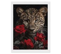 NWTRJ Rose Leopard Diamond Art Kits for Adults 5D Diamond Painting Kits DIY Round Full Drill Diamond Painting Gem Art for Home Wall Decor 12"x16"