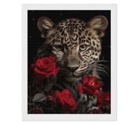NWTRJ Rose Leopard Diamond Art Kits for Adults 5D Diamond Painting Kits DIY Round Full Drill Diamond Painting Gem Art for Home Wall Decor 16"x20"