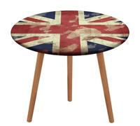 NWTRJ Round Fitted Tablecloth Waterproof Stain Resistant Stretch Table Cloth Wipeable Oil-Proof Table Cover Vintage Union Jack British Flag Table Protector for Picnic,Camping,Dinner