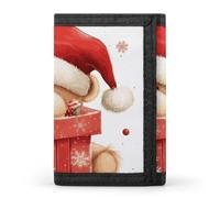 NWTRJ Santa Hat Gift And Merry Christmas Wallet for Women Men Trifold Wallets with Keychain Holder Zipper Coin Purse RFID Credit Card Holder Cute Cash Purse