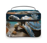 NWTRJ Sea Conch Shell Starfish Turtle Travel Makeup Bag Portable Waterproof Cosmetic Bag PU Leather Makeup Brush Holder Toiletry Bag for Women Ladies, style, 25x18x15cm