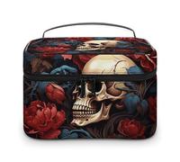 NWTRJ Skull Image Poster Travel Makeup Bag Portable Waterproof Cosmetic Bag PU Leather Makeup Brush Holder Toiletry Bag for Women Ladies, style, 25x18x15cm