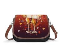 NWTRJ Small Crossbody Bag for Women Shoulder Handbag Lightweight Waterproof Crossbody Travel Purse Colorful Heart Champagne Casual Mini Purse with Adjustable Strap