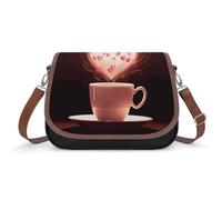 NWTRJ Small Crossbody Bag for Women Shoulder Handbag Lightweight Waterproof Crossbody Travel Purse Heart Cup Casual Mini Purse with Adjustable Strap