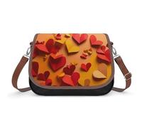 NWTRJ Small Crossbody Bag for Women Shoulder Handbag Lightweight Waterproof Crossbody Travel Purse Red And Yellow Heart Shapes Casual Mini Purse with Adjustable Strap