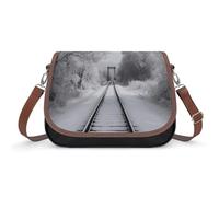 NWTRJ Small Crossbody Bag for Women Shoulder Handbag Lightweight Waterproof Crossbody Travel Purse Snowy Train Tracks Casual Mini Purse with Adjustable Strap