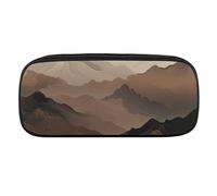 NWTRJ Smoky Mountains Pencil Case Waterproof Leather Pencil Bag Large Capacity Pen Pounch Cosmetic Makeup Bag for Women Men