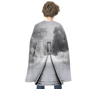 NWTRJ Snowy Train Tracks Halloween Cape Reversible Red Vampire Cloak Lightweight Christmas Halloween Cosplay Costume For Men And Women