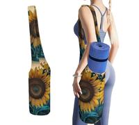 NWTRJ The Most Beautiful Sunflower Yoga Mat Bag Long Tote Yoga Bag with Large Side Pocket Yoga Mat Carrier Fit Most Size Mats