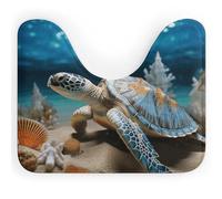NWTRJ Toilet Rugs U-Shaped Ultra Soft Super Absorbent Bathroom Rug Non Slip Microfiber Toilet Mat Sea Conch Shell Starfish Turtle Bathroom Floor Mat for Bathroom Toilet Base