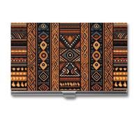 NWTRJ Traditional African Design Pattern Business Card Holder Slim Portable Business Card Case Metal Pocket Name Card Holder Wallet for Men Women Office Travel