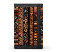NWTRJ Traditional African Design Pattern Wallet for Women Men Trifold Wallets with Keychain Holder Zipper Coin Purse RFID Credit Card Holder Cute Cash Purse
