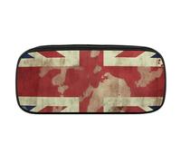 NWTRJ Vintage Union Jack British Flag Pencil Case Waterproof Leather Pencil Bag Large Capacity Pen Pounch Cosmetic Makeup Bag for Women Men