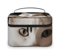 NWTRJ White Cat And Pile of Dollars Travel Makeup Bag Portable Waterproof Cosmetic Bag PU Leather Makeup Brush Holder Toiletry Bag for Women Ladies, style, 25x18x15cm