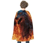 NWTRJ Wolf Surrounded by Fire Halloween Cape Reversible Red Vampire Cloak Lightweight Christmas Halloween Cosplay Costume For Men And Women
