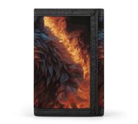 NWTRJ Wolf Surrounded by Fire Wallet for Women Men Trifold Wallets with Keychain Holder Zipper Coin Purse RFID Credit Card Holder Cute Cash Purse