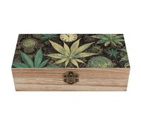NWTRJ Wooden Storage Box with Hinged Lid And Front Clasp Large Keepsake Box A Puff in Time Weed Marijuana Jewelry Box Wooden Storage Bins Office Desk Organizer