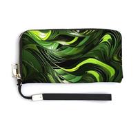 NWTRK Abstract Green Snake Leather Wallets Zip Around Clutch Bag Ladies Credit Card Holder Clutch Purse for Women, style, 20.0*10.5cm