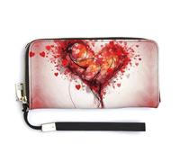 NWTRK Abstract Heart Leather Wallets Zip Around Clutch Bag Ladies Credit Card Holder Clutch Purse for Women, style, 20.0*10.5cm