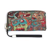 NWTRK Abstract Monster Leather Wallets Zip Around Clutch Bag Ladies Credit Card Holder Clutch Purse for Women, style, 20.0*10.5cm